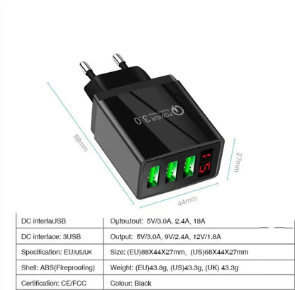 Dorinko PowerFlow 3- USB Port Quick Charger